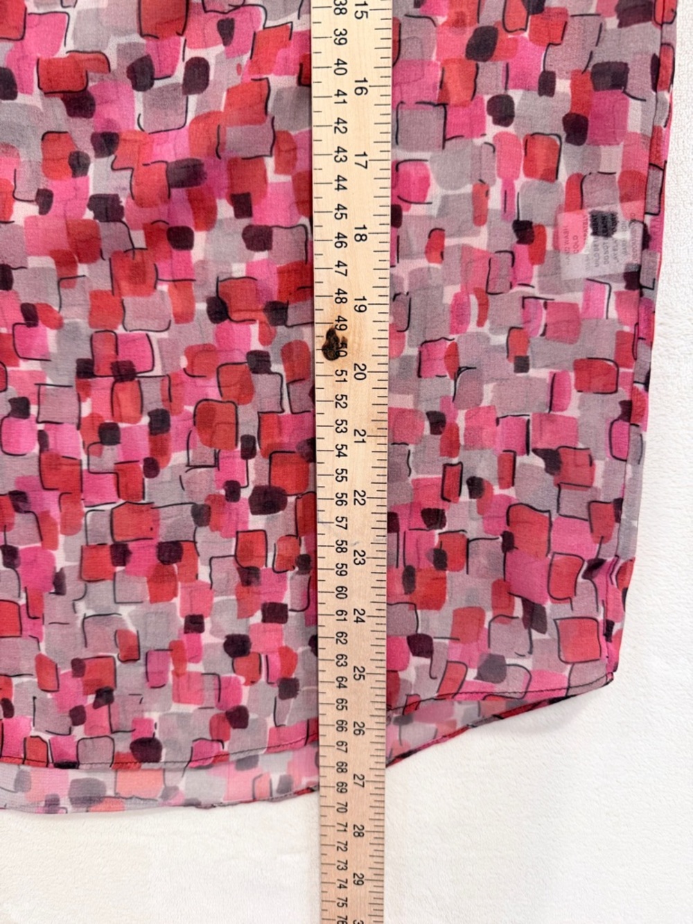 Jade Melody Tam Pink Abstract Print Blouse Sheer Top Size Medium - Picture 9 of 10
